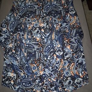 Paisley Print Mini Skirt in Navy and Orange
